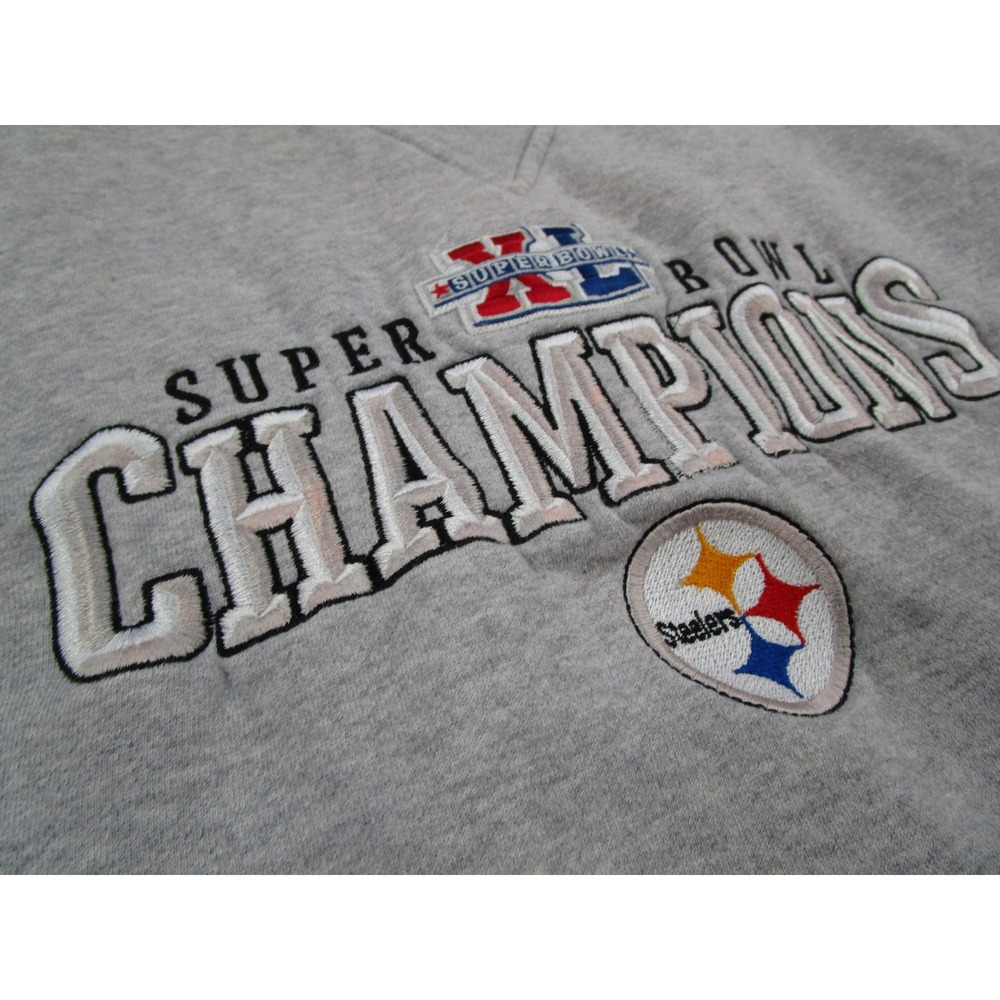 Reebok Pittsburgh Steelers Super Bowl Champions Sweatshirt Men 2XL Gray NFL Y2K - Picture 4 of 11